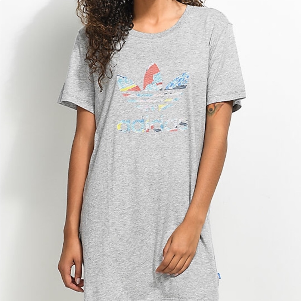 adidas Trefoil Heather Grey T-Shirt Dress